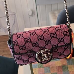 Gucci Pink Crossbody Bag with Silver Chain